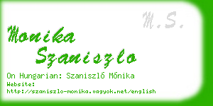 monika szaniszlo business card