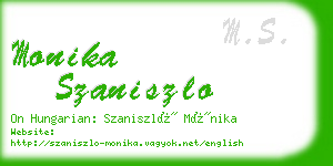 monika szaniszlo business card